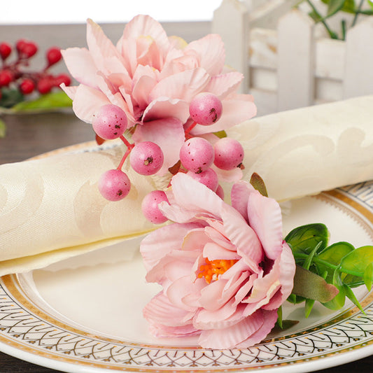 Artificial Floral Napkin Rings 12 Pcs Handmade Bulk Decorative Table Rings