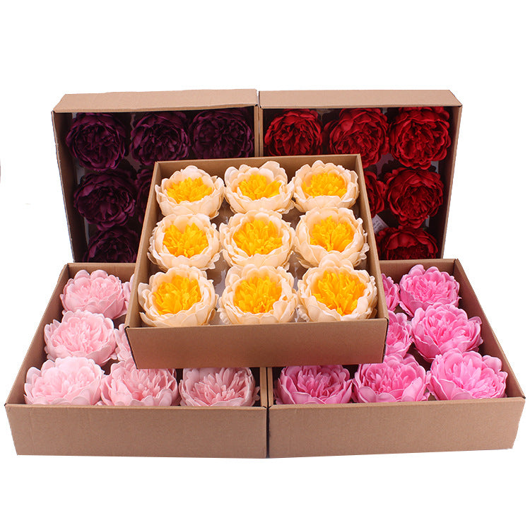 9 Pcs Large Artificial Peony Soap Flower Heads Bulk Gift Box for Women Mom