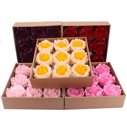 9 Pcs Large Artificial Peony Soap Flower Heads Bulk Gift Box for Women Mom
