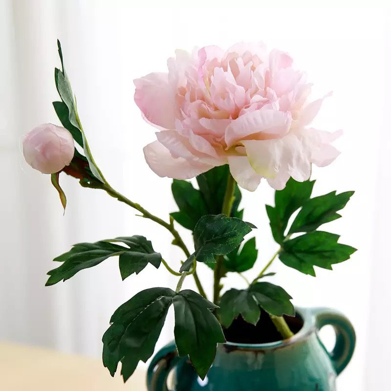 27 Inch Peony Stems Spray 2 Heads Bulk Artificial Flowers with Buds