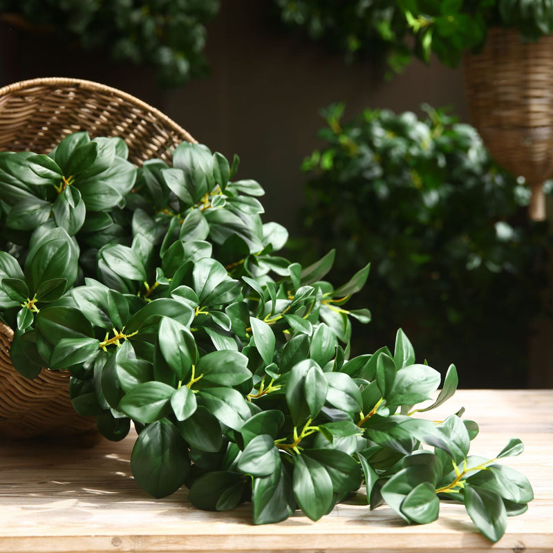 27 Inch Artificial Peperomia Leaf Ficus Stem Greenery Plant 10 Pcs Silk Leaves
