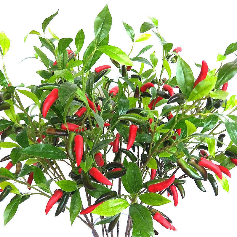39 Inch Artificial Pepper Spray Stems with Leaves, 6 Pcs Bulk Vegetable Plant Decor