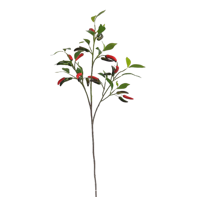 39 Inch Artificial Pepper Spray Stems with Leaves, 6 Pcs Bulk Vegetable Plant Decor