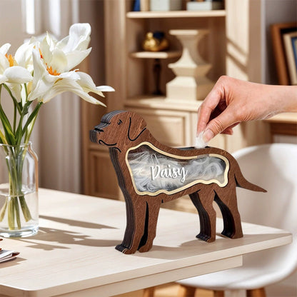 Pet Hair Keepsake Box, Wooden Cat & Dog Memorial Box for Pet Lovers, 5.9×7.1×0.8