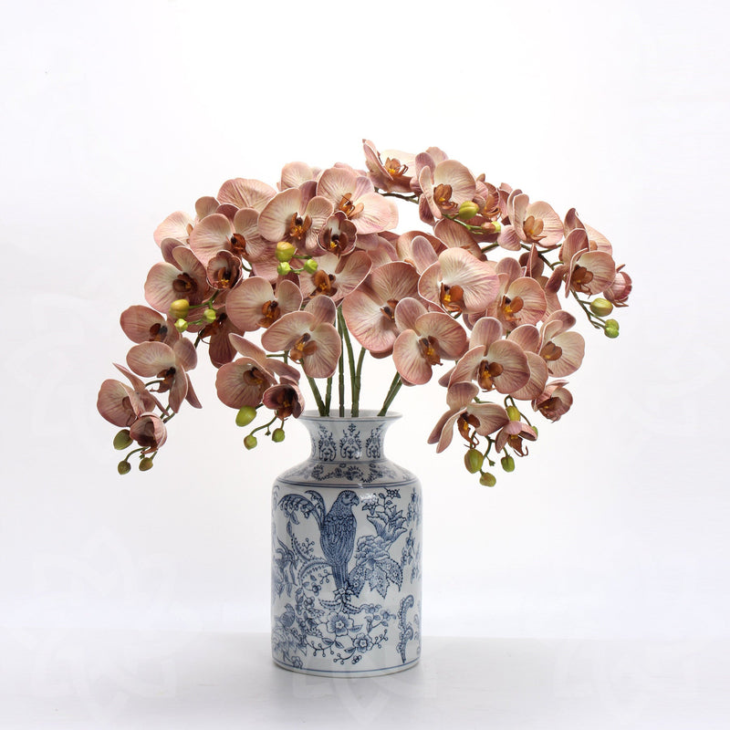 27 Inch Phalaenopsis Moth Orchid Stems, 10 Pcs, Real Touch Artificial Flowers, Retro Style
