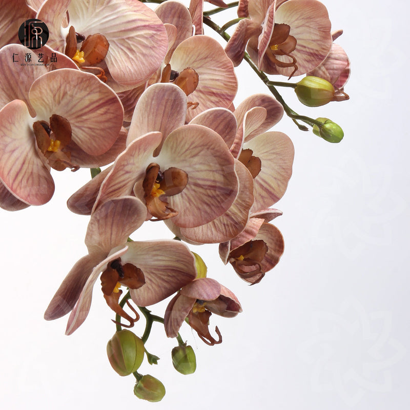 27 Inch Phalaenopsis Moth Orchid Stems, 10 Pcs, Real Touch Artificial Flowers, Retro Style