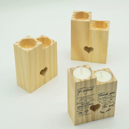 Pine Wood Heart Tealight Holders - Valentine's & Wedding Dinner Party Candle Decor