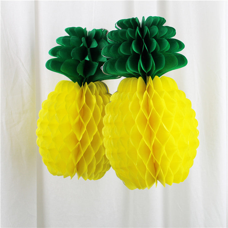 2 Pcs Hanging Paper Pineapple Honeycomb Decorations for Hawaiian Luau Party Supplies