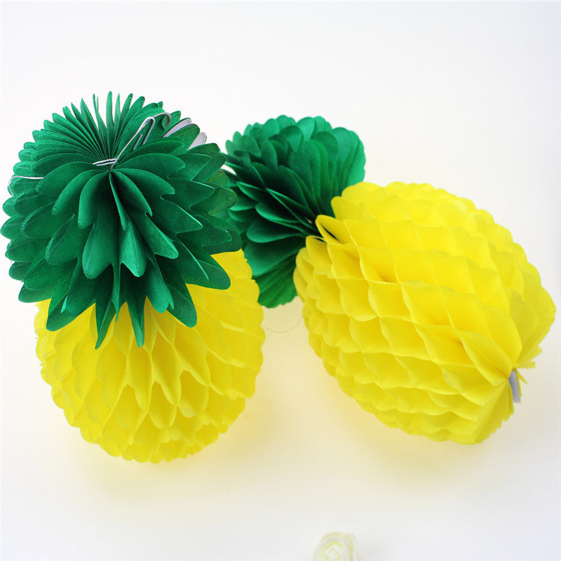 2 Pcs Hanging Paper Pineapple Honeycomb Decorations for Hawaiian Luau Party Supplies