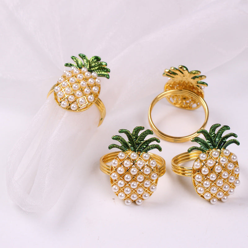 6 Pcs Pineapple Napkin Rings Hawaiian Luau Party Favors Bulk Set