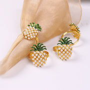 6 Pcs Pineapple Napkin Rings Hawaiian Luau Party Favors Bulk Set