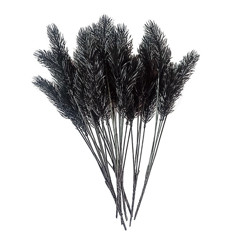 10 Bundles Pine Needle Bush Stems 12 Inch Black Artificial Plants for Halloween Decor