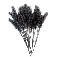 10 Bundles Pine Needle Bush Stems 12 Inch Black Artificial Plants for Halloween Decor