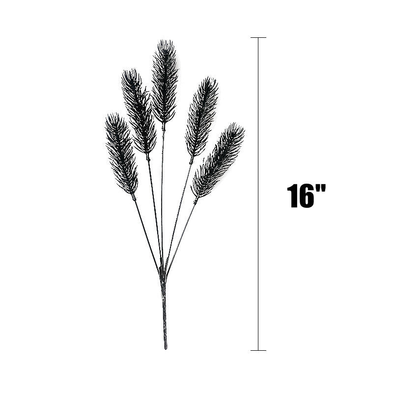 10 Bundles Pine Needle Bush Stems 12 Inch Black Artificial Plants for Halloween Decor