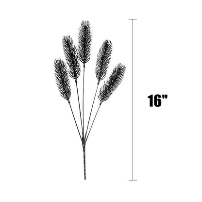 10 Bundles Pine Needle Bush Stems 12 Inch Black Artificial Plants for Halloween Decor