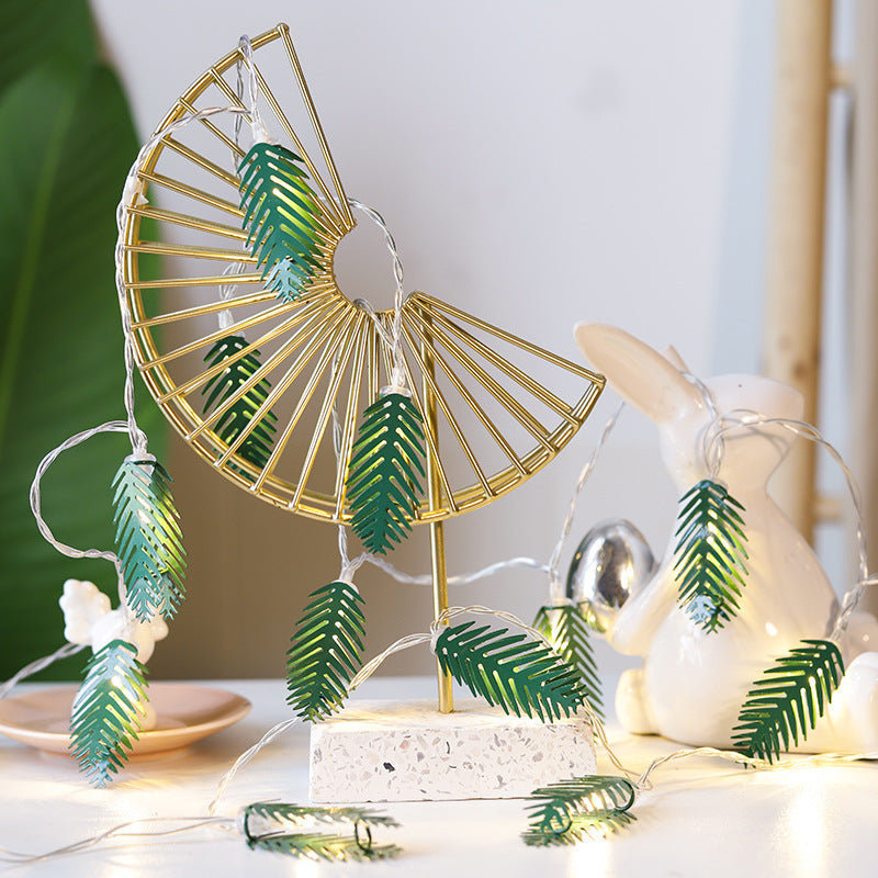 10 Ft Pine Needle Garland String with 20 LED Lights, Pre-lit Artificial Christmas Decoration