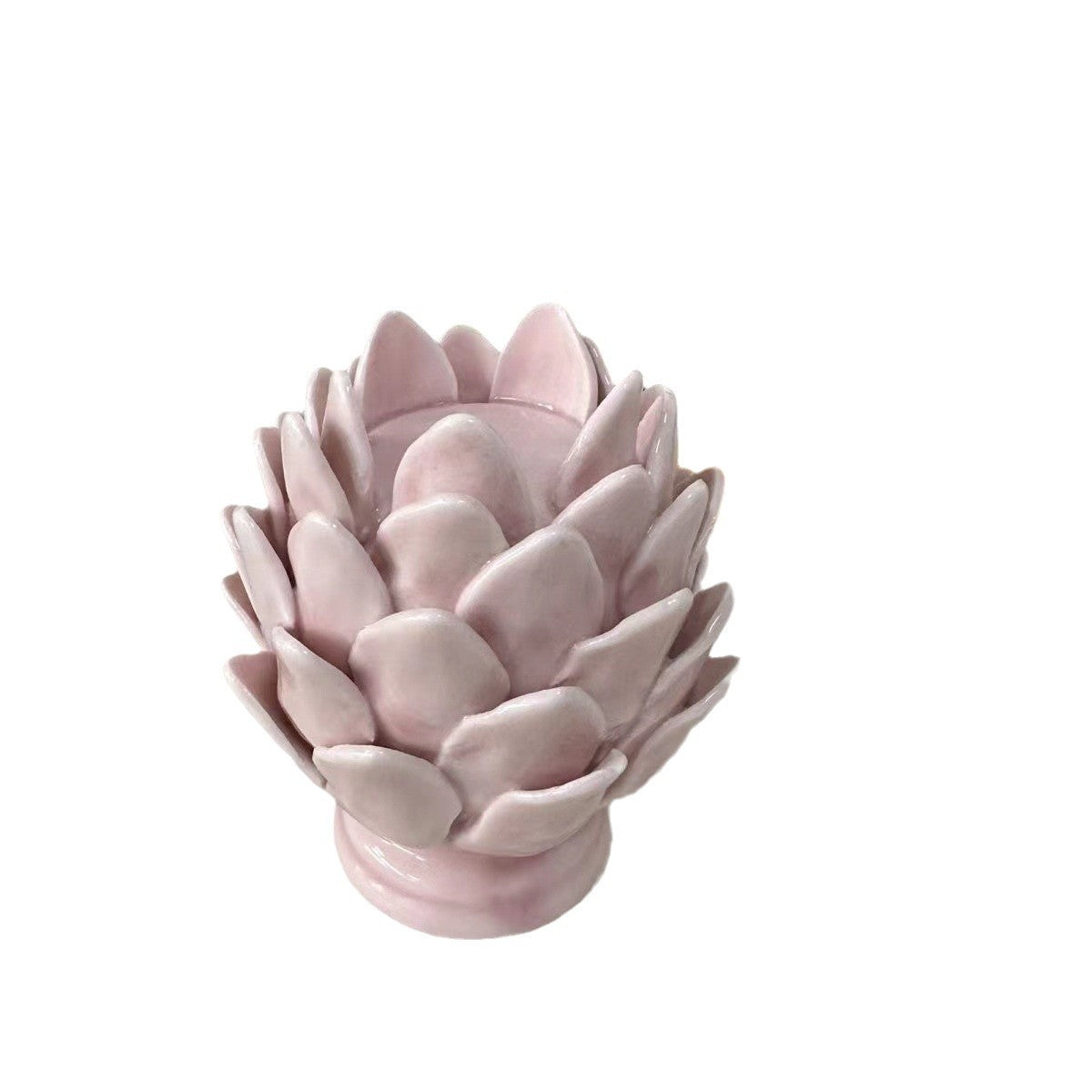 Pink Petal-Shaped Ceramic Candle Holder (2.75” W x 3.15” H) | Romantic Dinner Table & Home Decor
