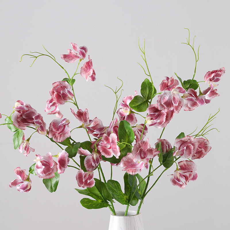 Sweet Pea Blossom Stems Spray 10 Pcs Real Touch Artificial Flowers with Leaves Bulk Wholesale