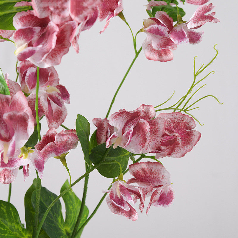 Sweet Pea Blossom Stems Spray 10 Pcs Real Touch Artificial Flowers with Leaves Bulk Wholesale