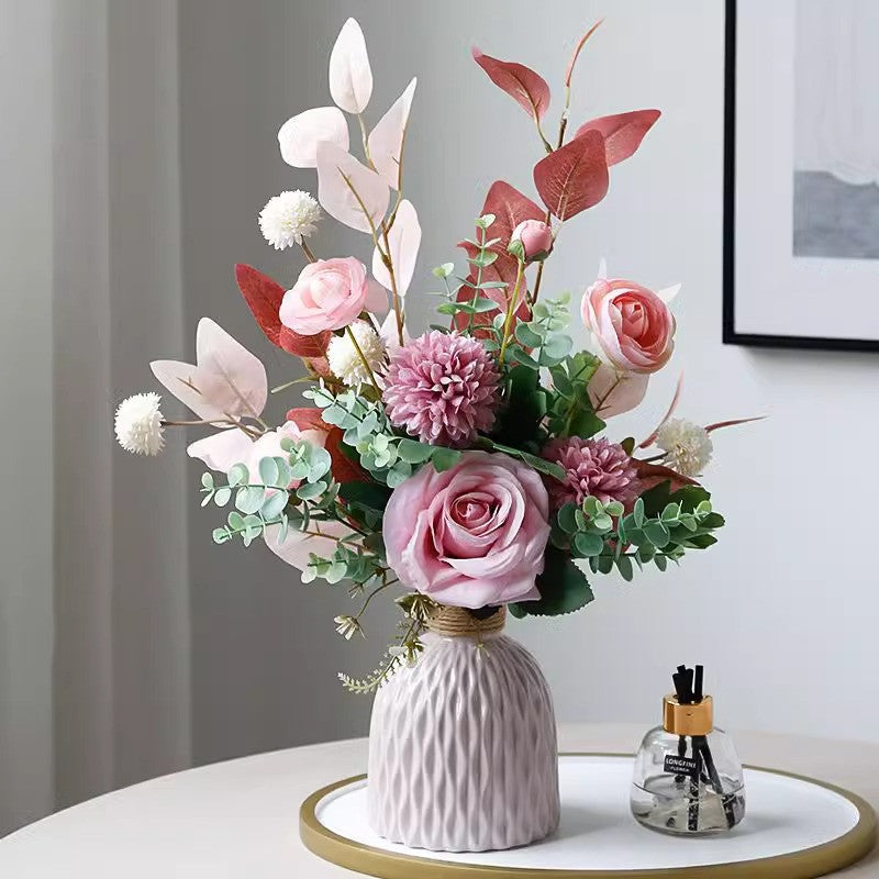 17 Inch Silk Flowers Arrangement in Vase, Fall Centerpiece for Tables, Bulk Wholesale