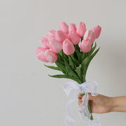 9 Inch Artificial Tulip Wedding Bouquet 10 Pcs Neutral Color Silk Flowers Bulk Wholesale