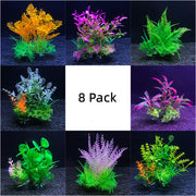 8 Pack Artificial Aquarium Plants for Fish Tank Landscaping, Underwater Decor, Bulk Set
