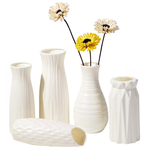 Plastic Vases White Multi-Size Set for Home Decoration