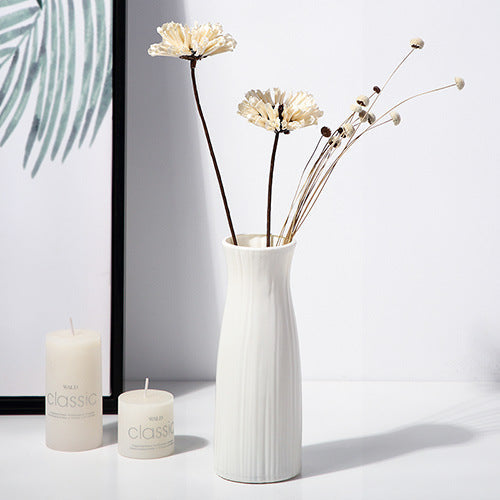 Plastic Vases White Multi-Size Set for Home Decoration