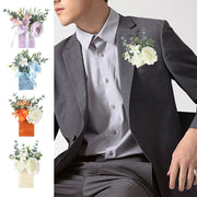 6 Pack Artificial Pocket Boutonniere Flowers for Wedding Groom and Groomsmen Suits