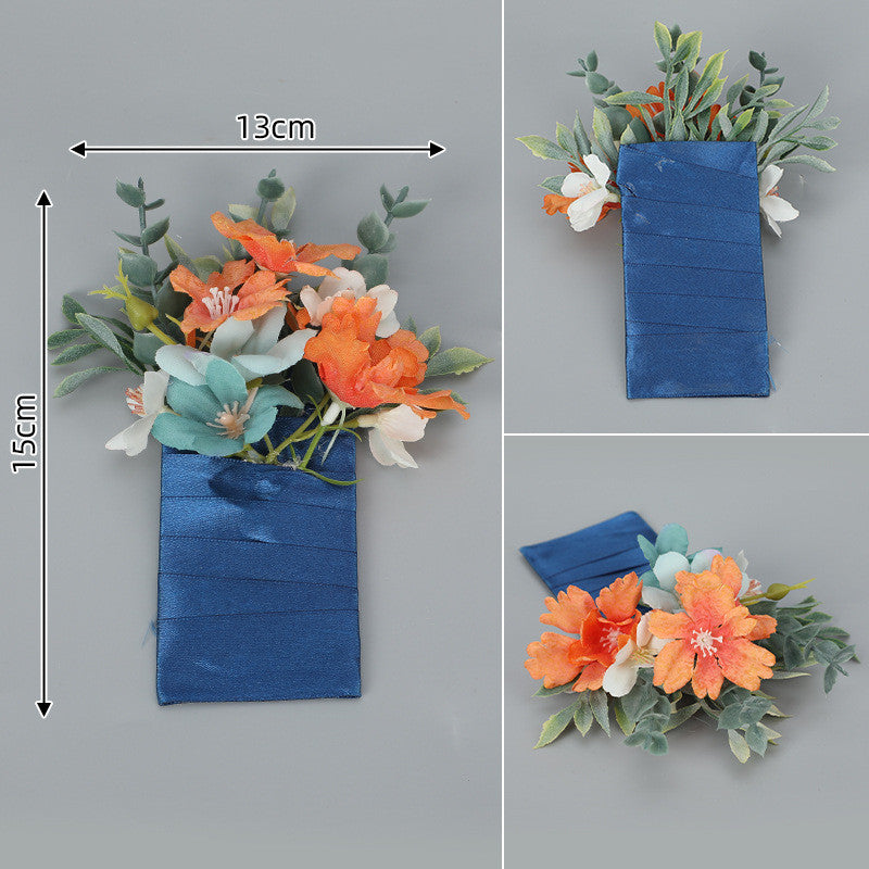 6 Pack Artificial Pocket Boutonniere Flowers for Wedding Groom and Groomsmen Suits