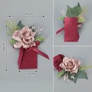 6 Pack Artificial Pocket Boutonniere Flowers for Wedding Groom and Groomsmen Suits
