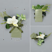 6 Pack Artificial Pocket Boutonniere Flowers for Wedding Groom and Groomsmen Suits