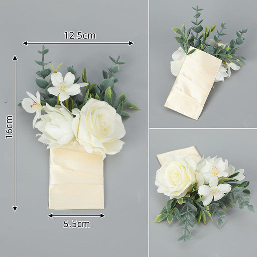 6 Pack Artificial Pocket Boutonniere Flowers for Wedding Groom and Groomsmen Suits