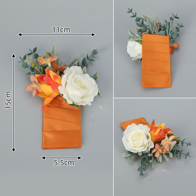 6 Pack Artificial Pocket Boutonniere Flowers for Wedding Groom and Groomsmen Suits