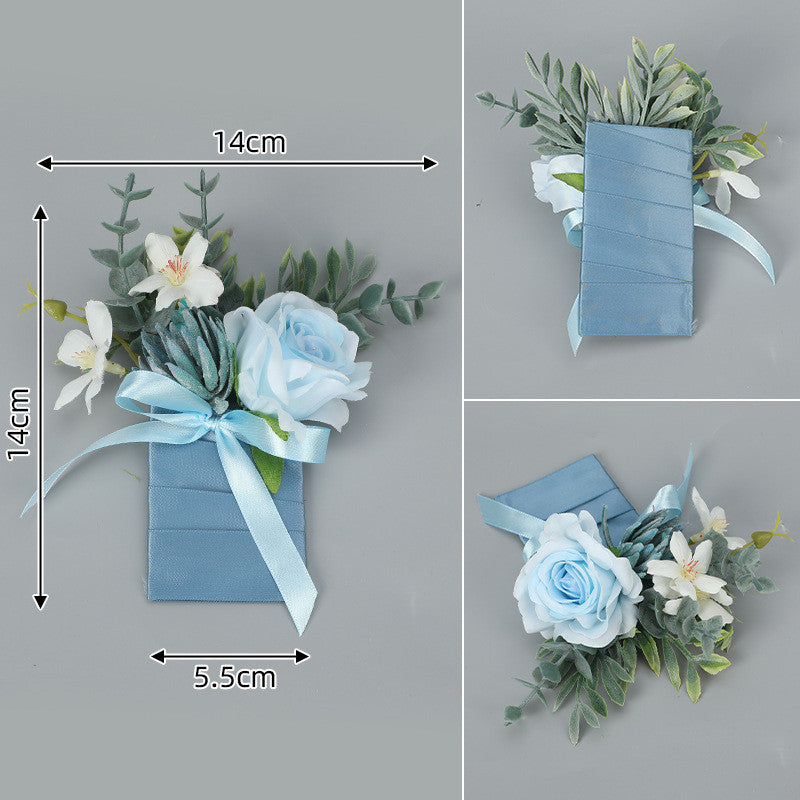 6 Pack Artificial Pocket Boutonniere Flowers for Wedding Groom and Groomsmen Suits