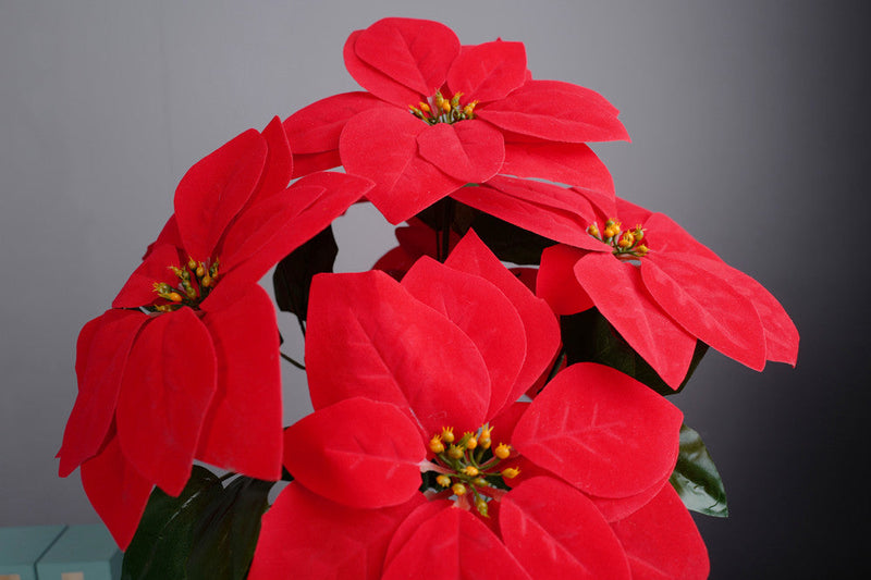 20 Inch Red Poinsettia Artificial Flowers 1 Potted Arrangement for Holiday Decor