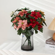 17 Inch Velvet Poinsettia Bush Bouquet, Large Artificial Flower, Bulk Wholesale Quantity