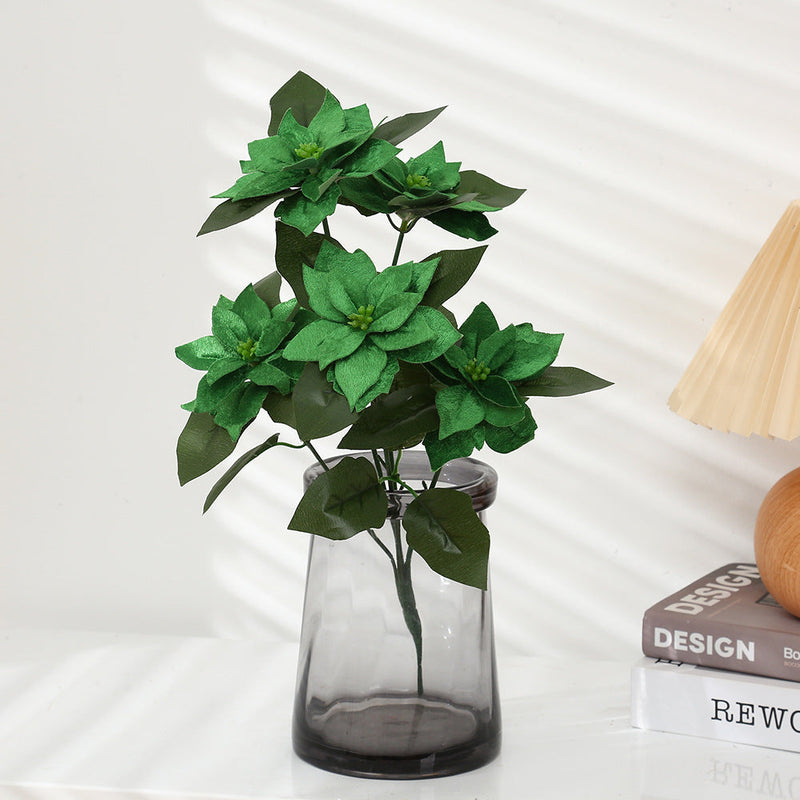 17 Inch Velvet Poinsettia Bush Bouquet, Large Artificial Flower, Bulk Wholesale Quantity