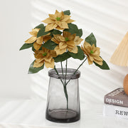 17 Inch Velvet Poinsettia Bush Bouquet, Large Artificial Flower, Bulk Wholesale Quantity