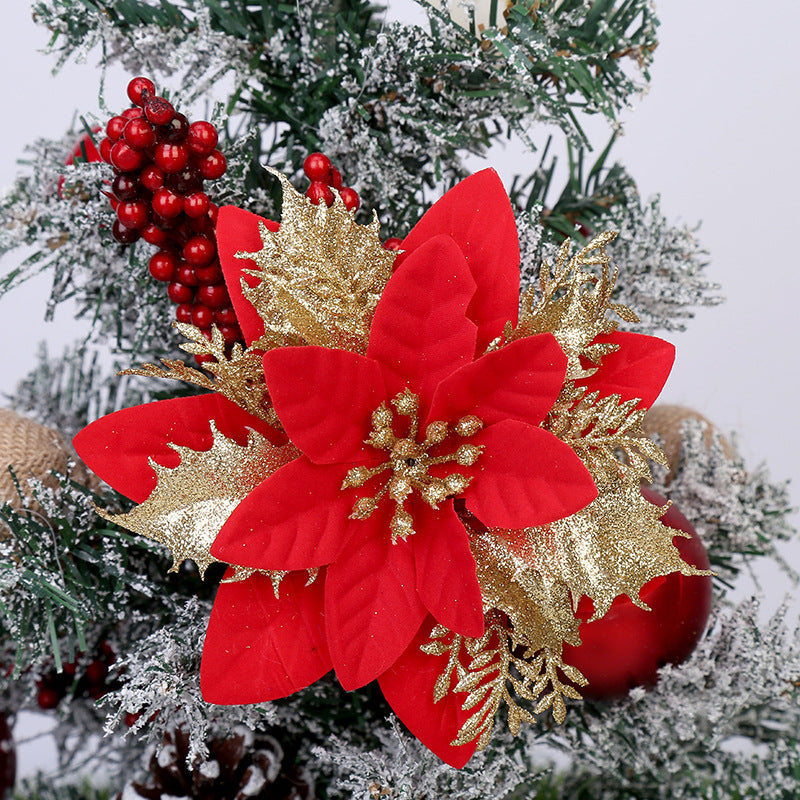 14 Colors 6 Inch Glitter Poinsettia Artificial Christmas Flowers Bulk Wholesale