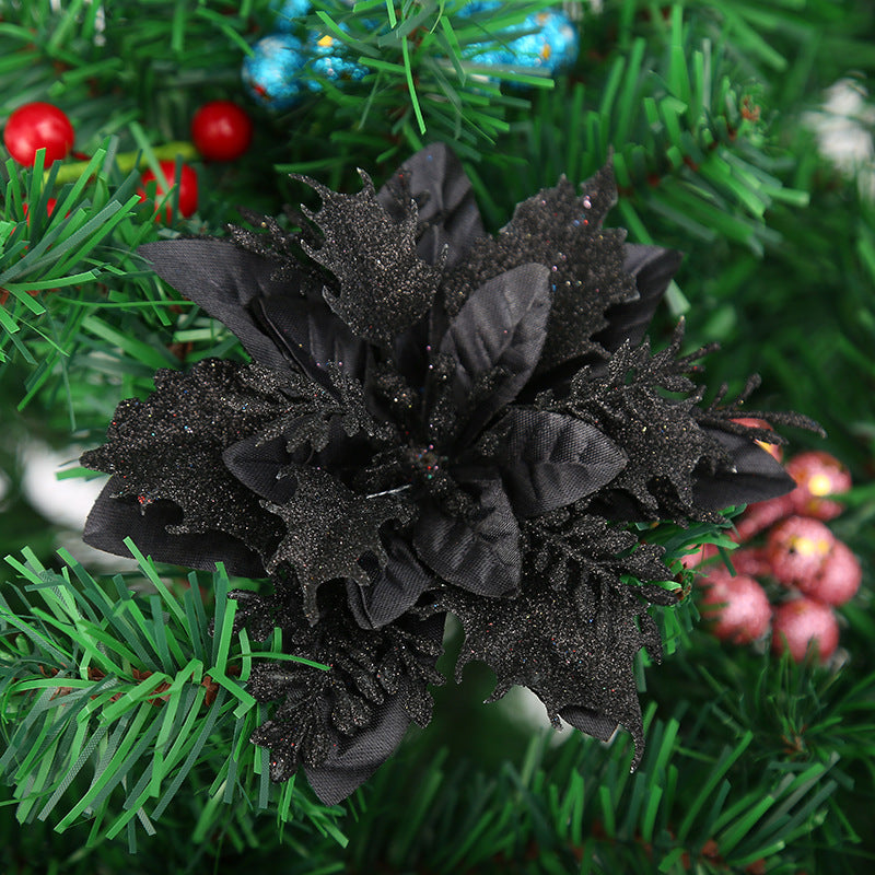 14 Colors 6 Inch Glitter Poinsettia Artificial Christmas Flowers Bulk Wholesale