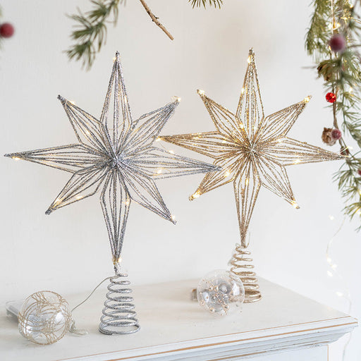 Light Up Artificial Glitter Poinsettia Ornaments with LED Lights, Bulk Quantity