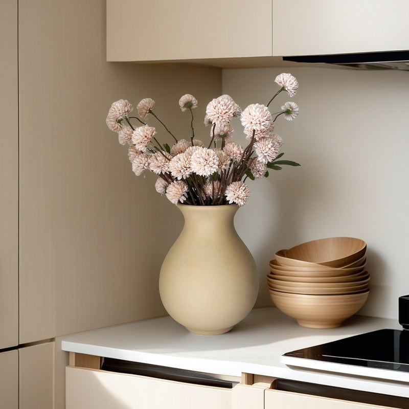 20 Inch Pompon Mum Artificial Flower Arrangement with Ceramic Vase - Bulk Set