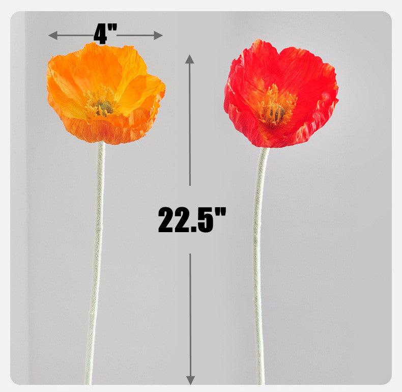 22.5 Inch Silk Poppy Flower Stem Bulk Quantity Artificial Floral Stems