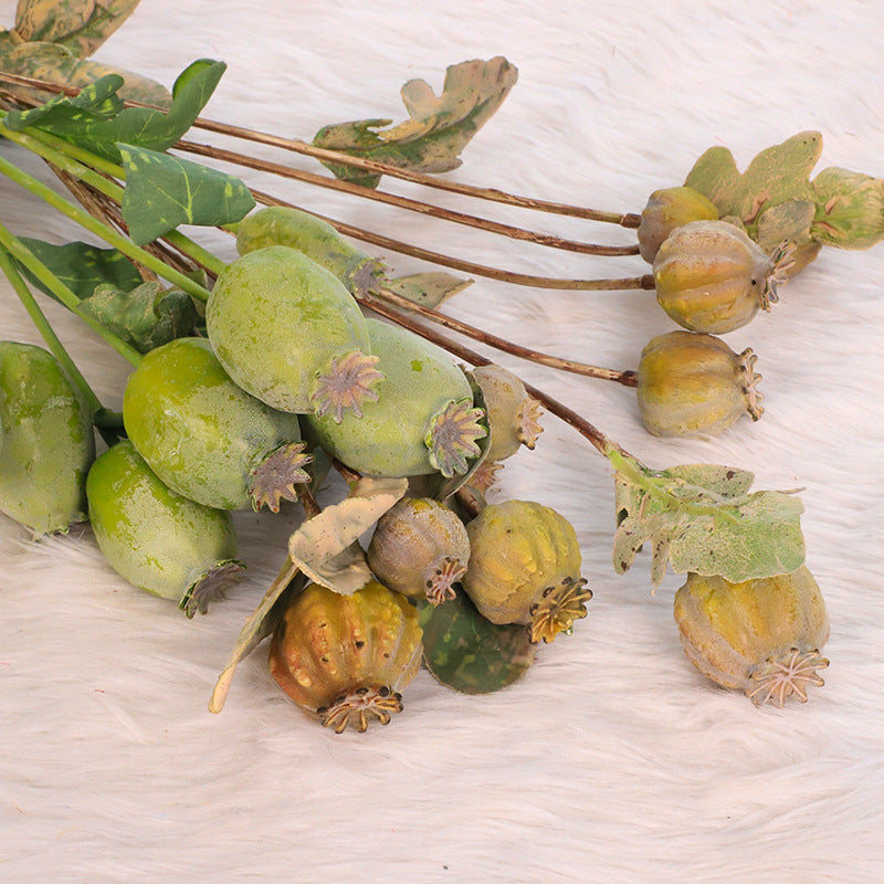 22 Inch Artificial Poppy Fruit Stems Spray, 10 Pcs Lifelike Silk Fruit Branches