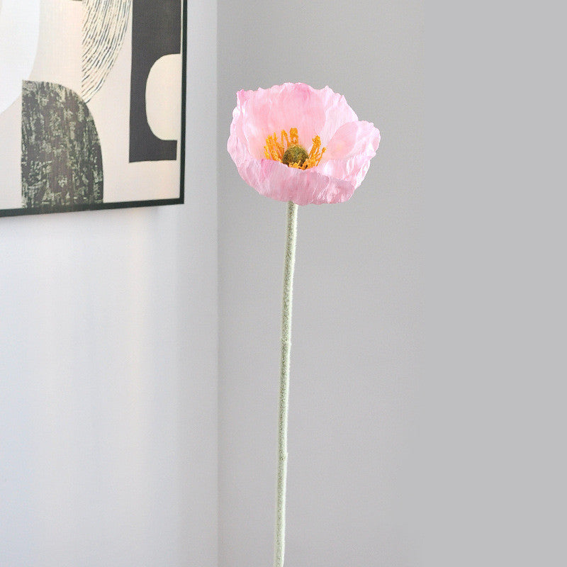22.5 Inch Silk Poppy Flower Stem Bulk Quantity Artificial Floral Stems