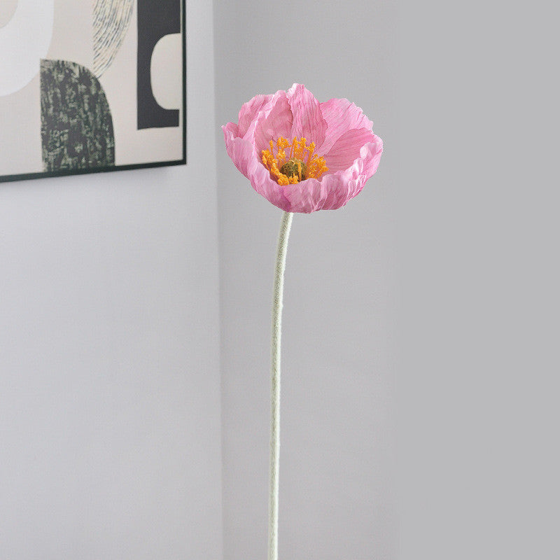22.5 Inch Silk Poppy Flower Stem Bulk Quantity Artificial Floral Stems