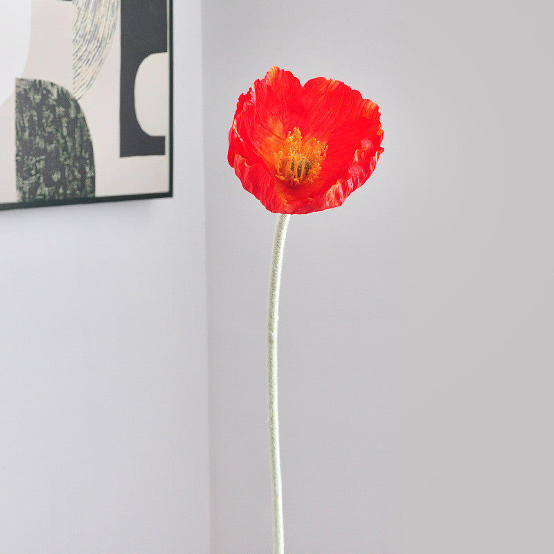 22.5 Inch Silk Poppy Flower Stem Bulk Quantity Artificial Floral Stems