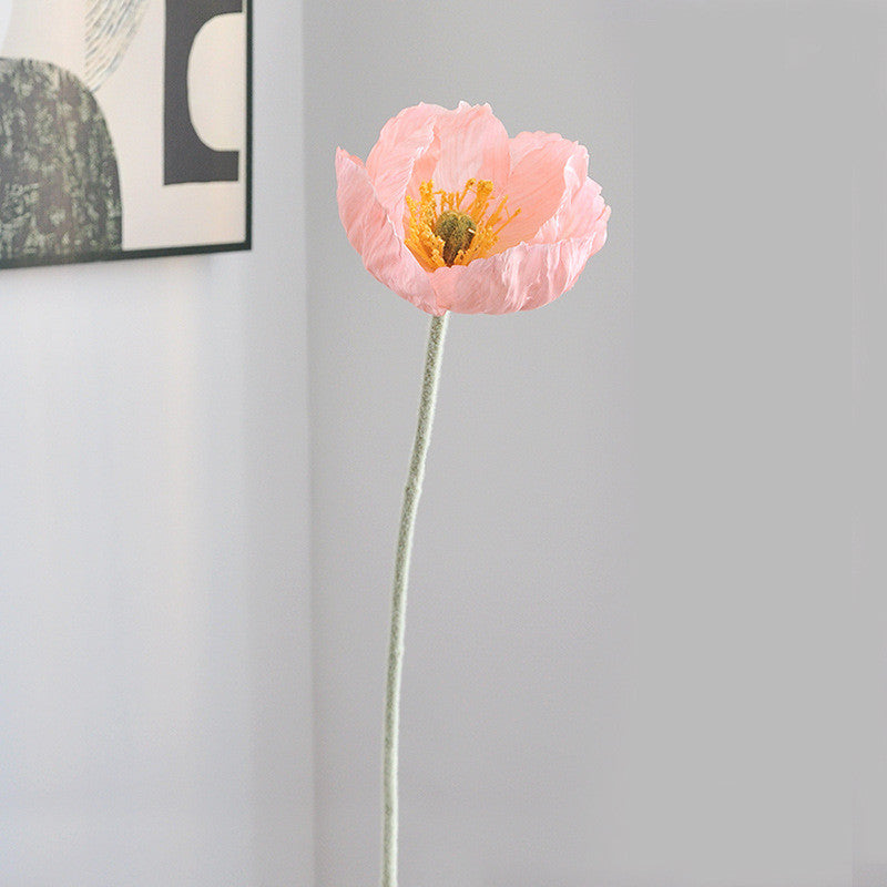 22.5 Inch Silk Poppy Flower Stem Bulk Quantity Artificial Floral Stems
