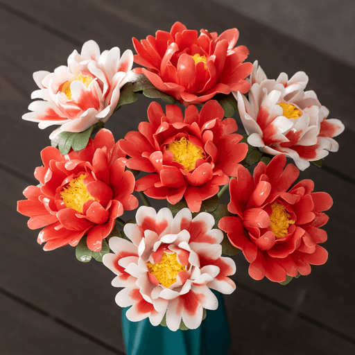 7 Pcs Porcelain Peony Flower Stems Bouquet Artificial Bulk Wholesale